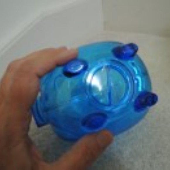 Piggy Bank - Coin Insert + Stopper Blue Transparent Plastic Pig - Bank Promo - Picture 5 of 9
